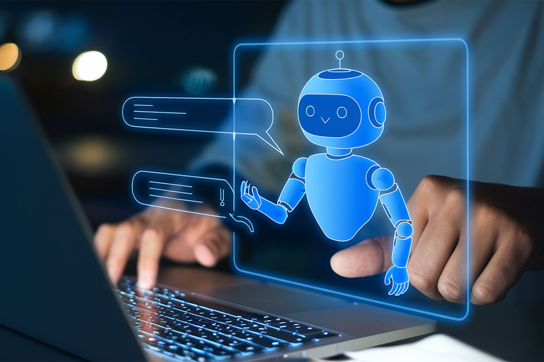 Assistente virtuale al lavoro come supporto digitale per un’attività.